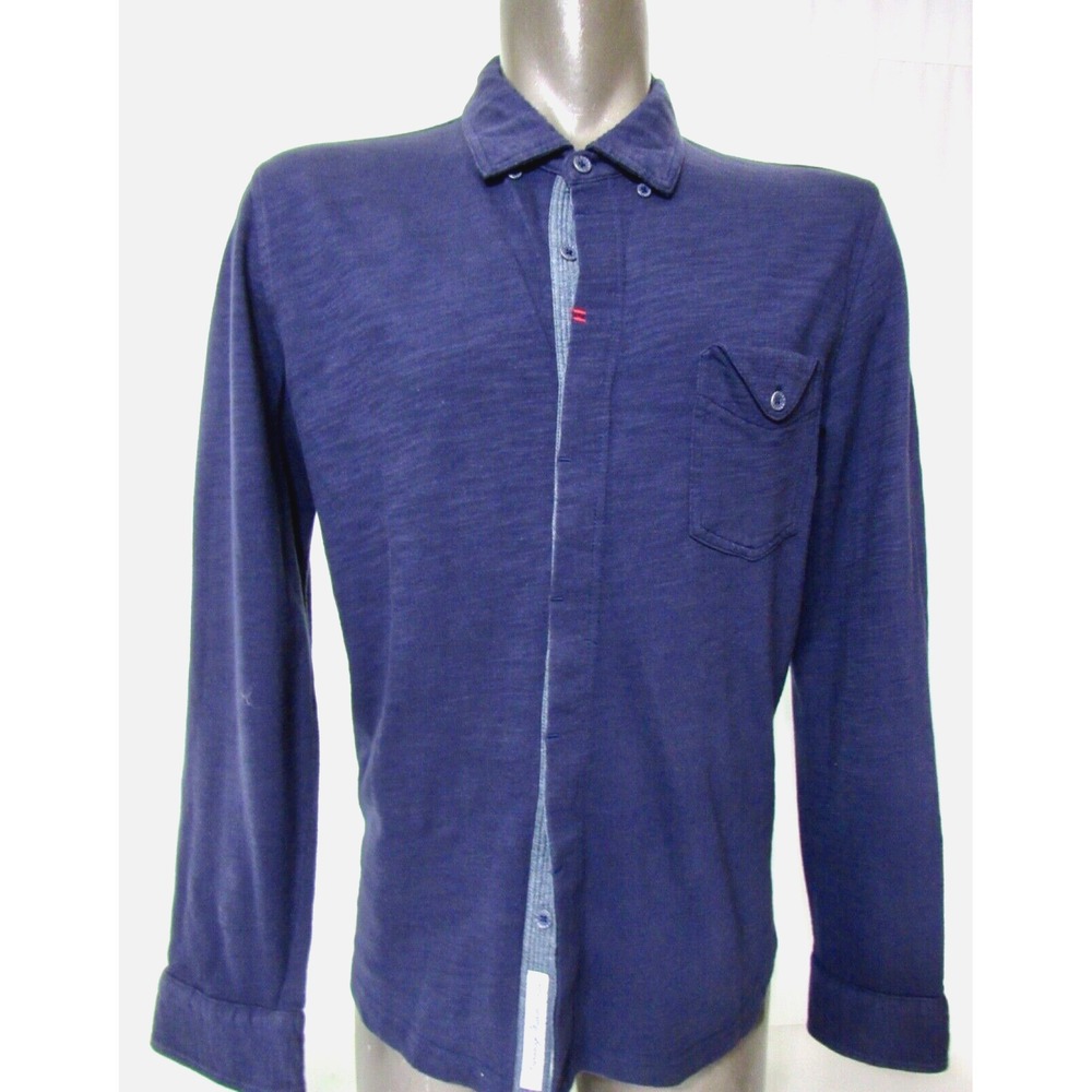 Robert Graham Blue Solid Cotton Pattern Chest Pocket Hidden Button Shirt Sz XL
